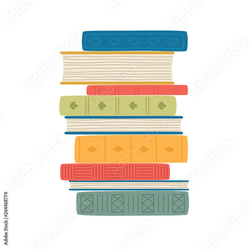 Stack of colorful books isolated on white