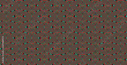 Color seamless pattern with hypnotic trance texture. Abstract multicolored striped background. Op art unique bright abstraction. Psychedelic trippy art.