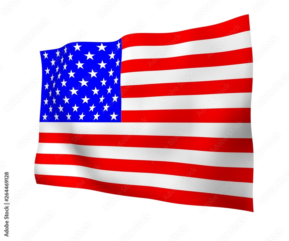 Obraz premium Waving flag of the United States of America. Stars and Stripes. State symbol of the USA. 3D illustration