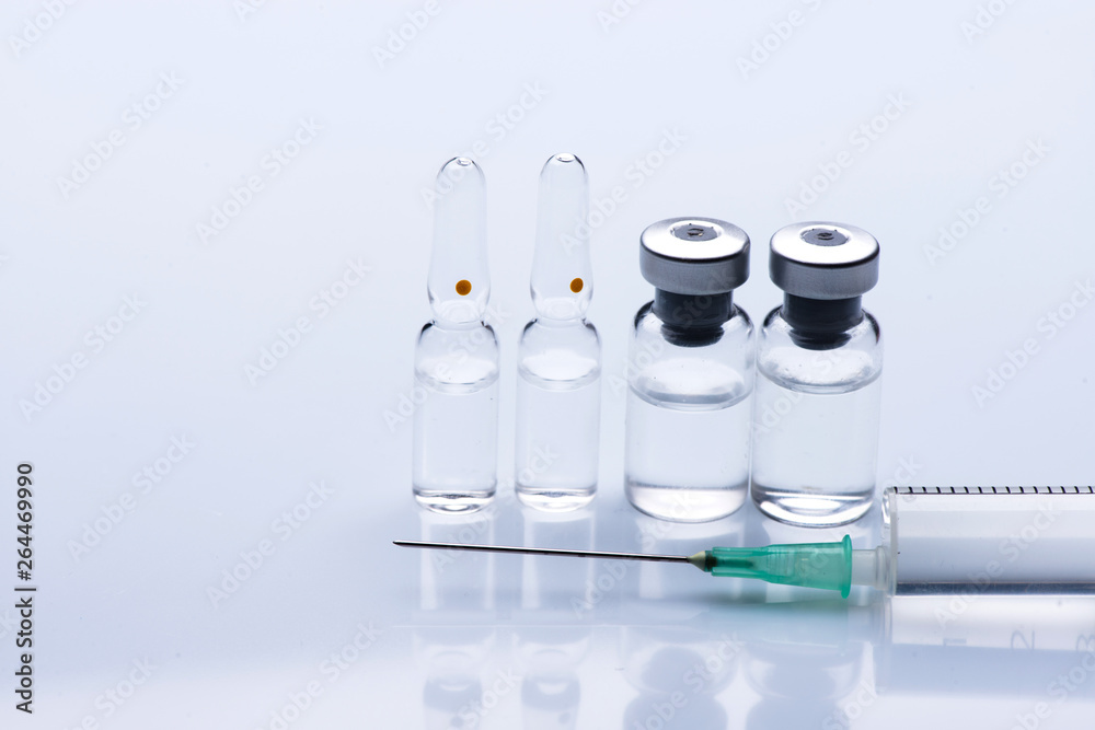 syringe close up. ampoules for injection.