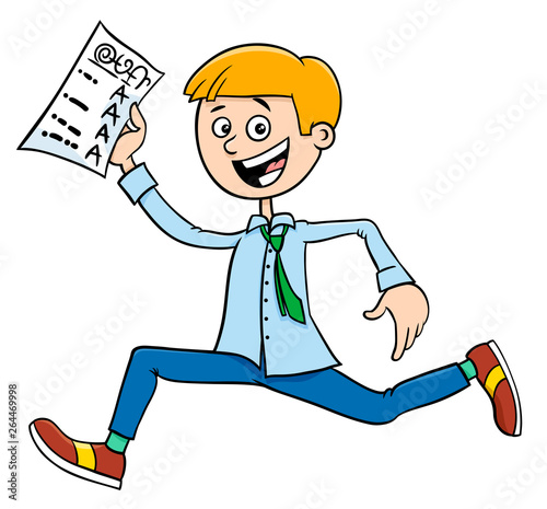 boy with school certificate or grade report