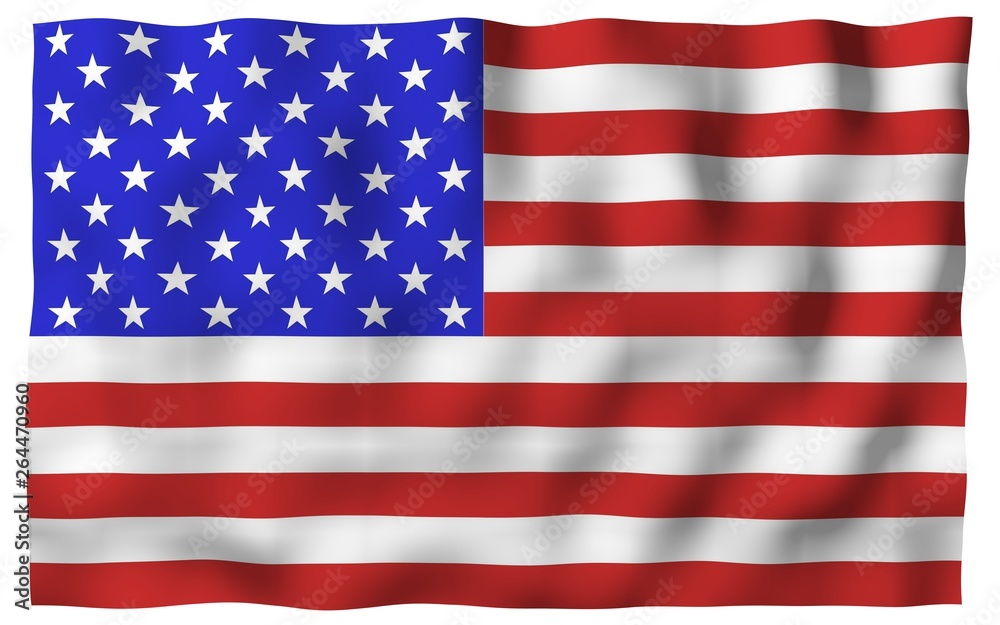 Waving flag of the United States of America. Stars and Stripes. State symbol of the USA. 3D illustration Waving flag of the United States of America. Stars and Stripes. State symbol of the USA. 3D illustration