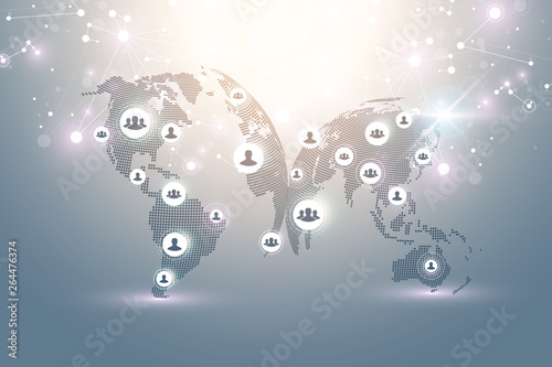Social media network and marketing concept background. Global business concept and internet technology, Analytical networks. Vector illustration
