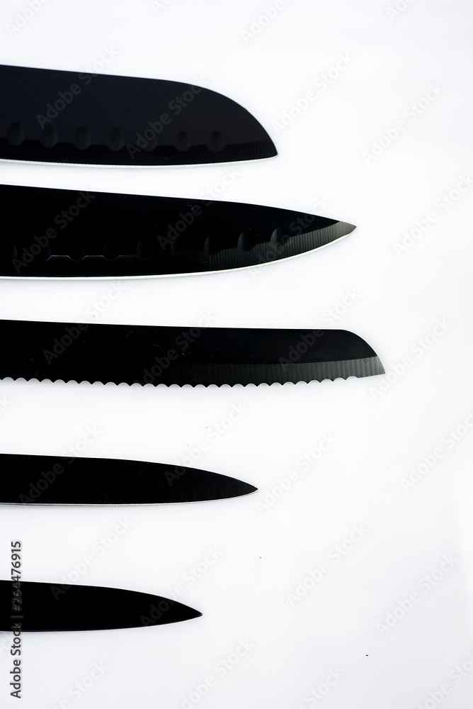 set of professional kitchen knives