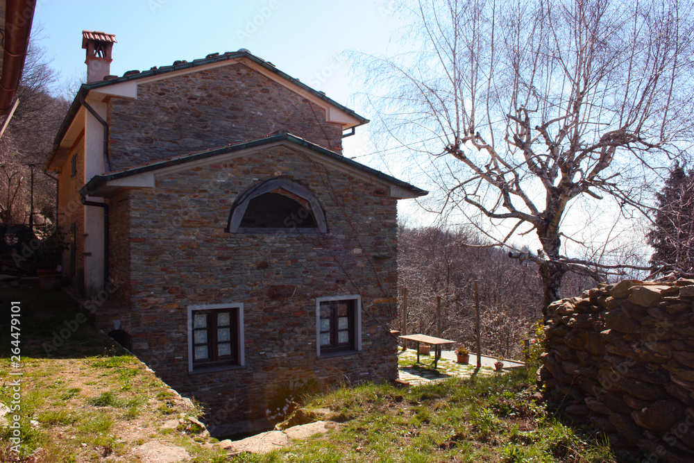 a structure of a particular house. home in stone in nature where windows and doors seem to form a smile for a happy hotbed a structure of a particular house. home in stone in nature where windows and doors seem to form a smile for a happy hotbed