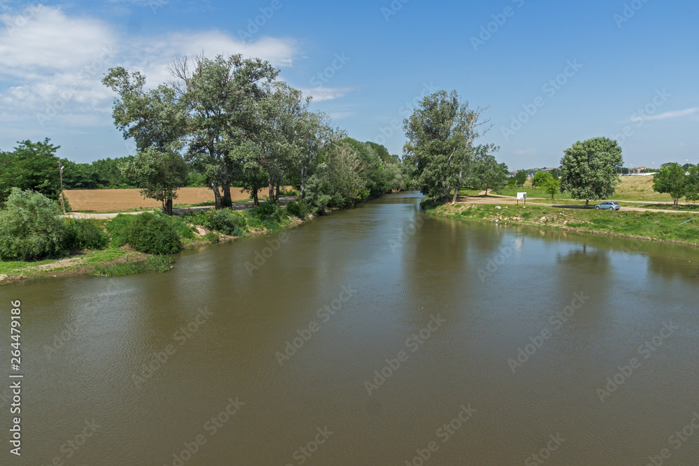 Tunca River passing through a  city of Edirne,  East Thrace, Turkey