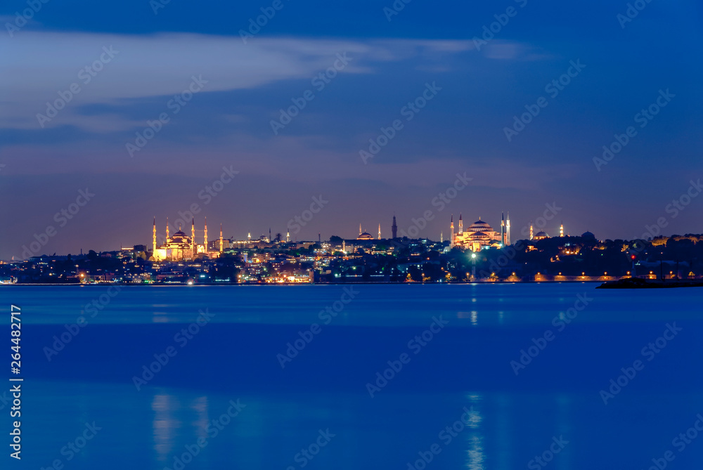 Istanbul, Turkey, 11 June 2007: Blue Sunset of Istanbul with Mosque