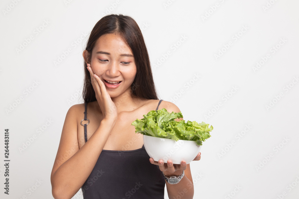 Healthy Asian woman with salad. Healthy Asian woman with salad.