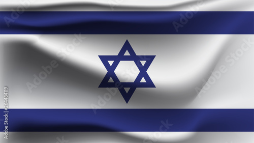 Israel flag waving with the wind  3D illustration wave flag