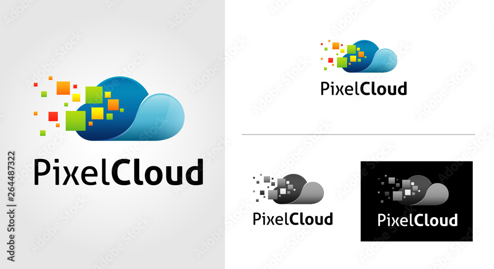 Pixel Cloud Logo Template Set Pixel Cloud Logo Template Set
