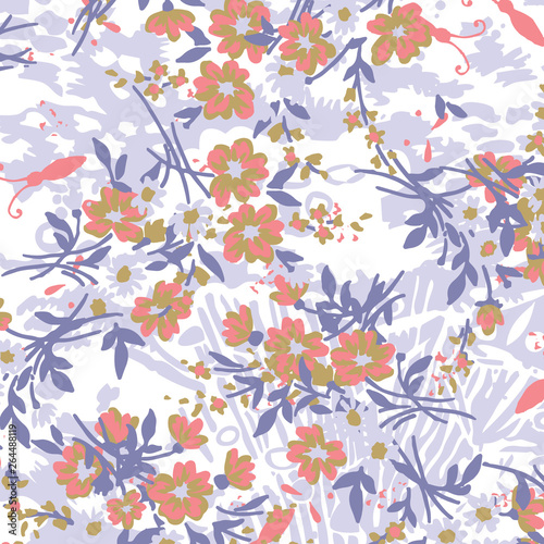 Floral bouquet pattern with small flowers and leaves