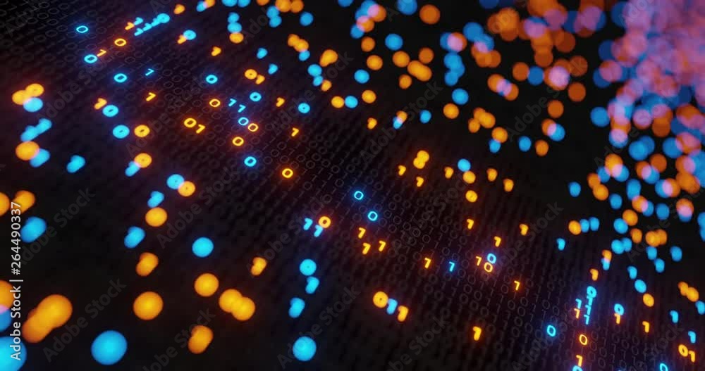 Abstract seamless blue and orange digital binary code matrix background ...