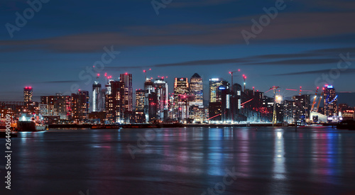 City of London, the leading centre of global finance. Panoramic nightview from Canary Warf