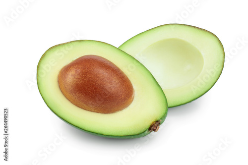 half avocado isolated on white background close-up