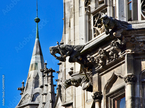  Gargoyles on the tower of Munich town hall, Bavaria, Germany photo