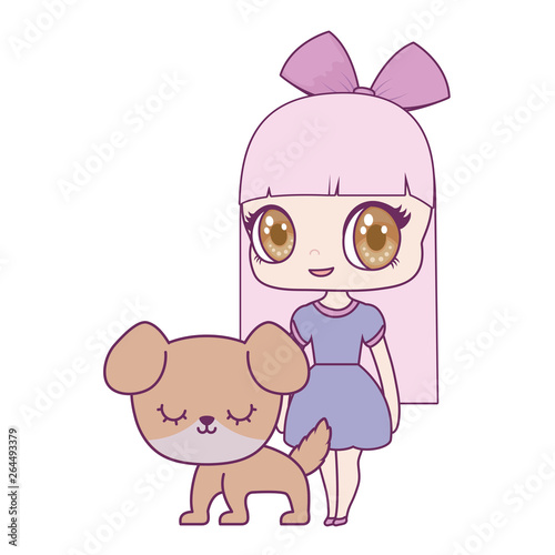 cute little doll with dog animal