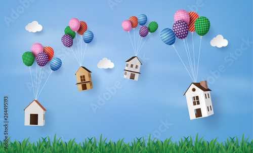  house hanging with colorful balloon