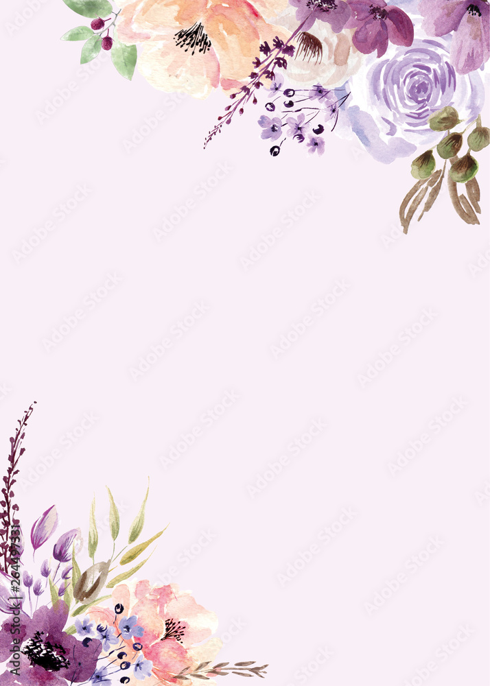 Violet Watercolor floral background