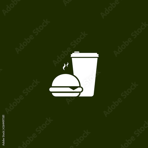 Coffee and burger logo vector symbol. fast food illustration EPS10