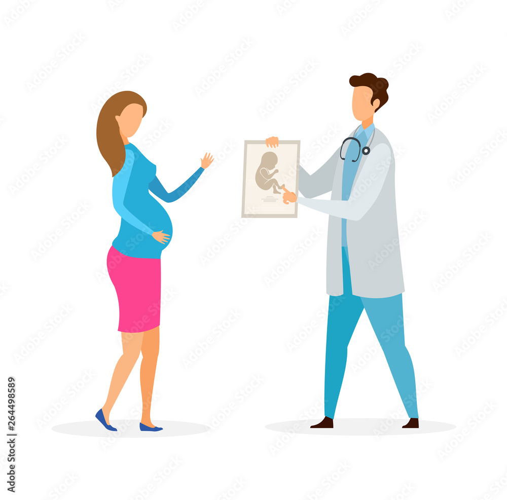 Pregnant Woman Visiting Gynecologist Illustration Pregnant Woman Visiting Gynecologist Illustration