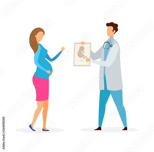 Pregnant Woman Visiting Gynecologist Illustration
