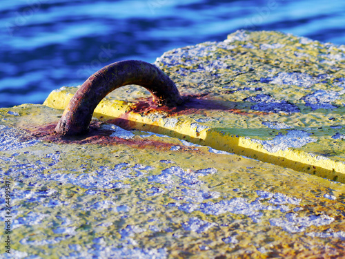 Mooring for boats on the coast of the bay of the city of Cadiz, Andalusia. Spain. Europe photo