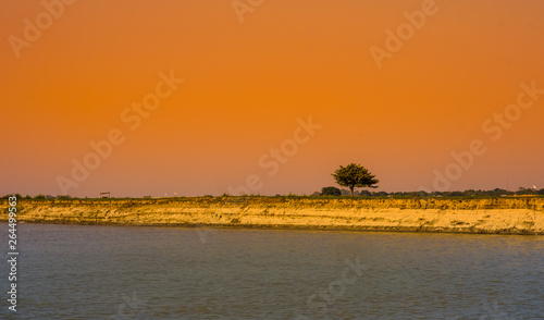 Evening sunrise by the river