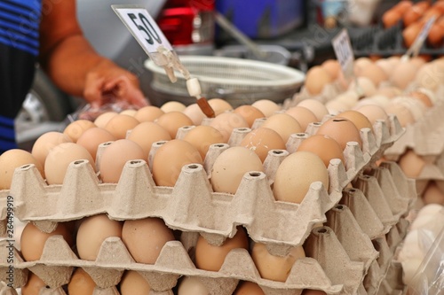 Hen egg in the market