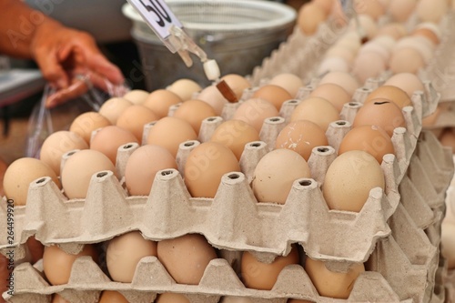 Hen egg in the market