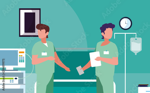 male medicine workers in operating theater