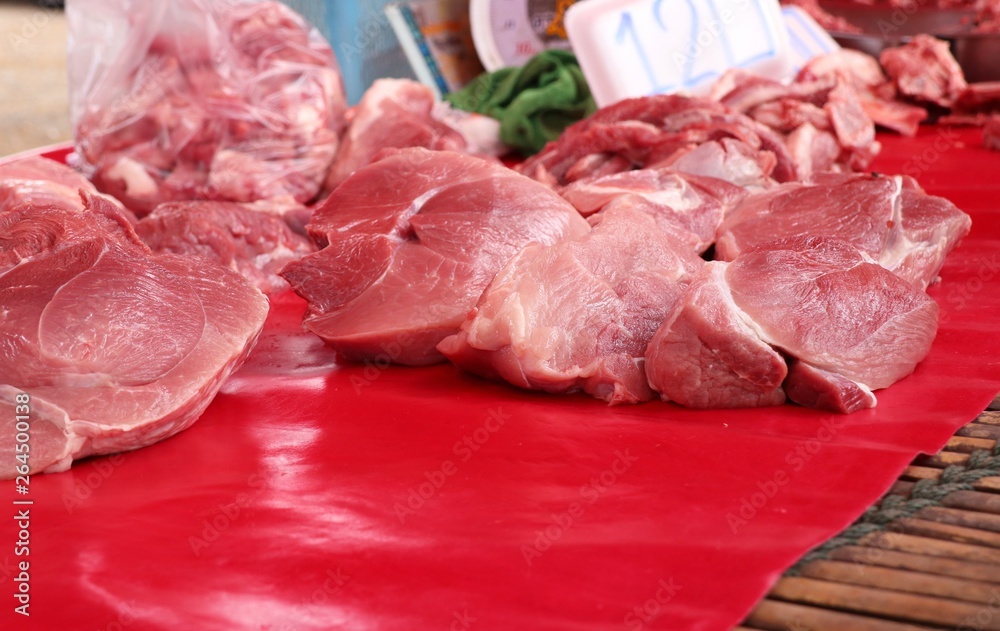 fresh pork meat in market fresh pork meat in market