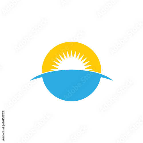simple sea sunrise horizon symbol logo vector