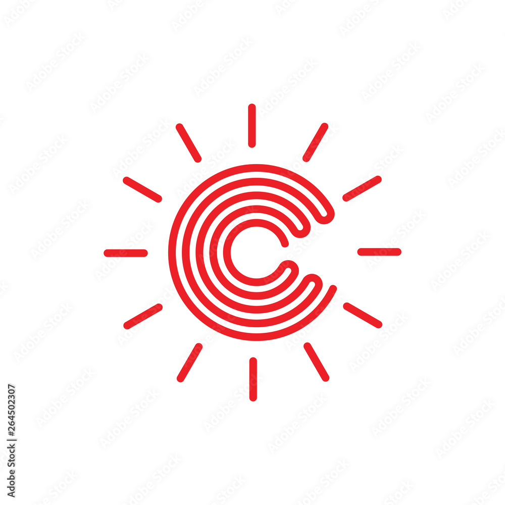 letter c stripes line thin logo vector letter c stripes line thin logo vector