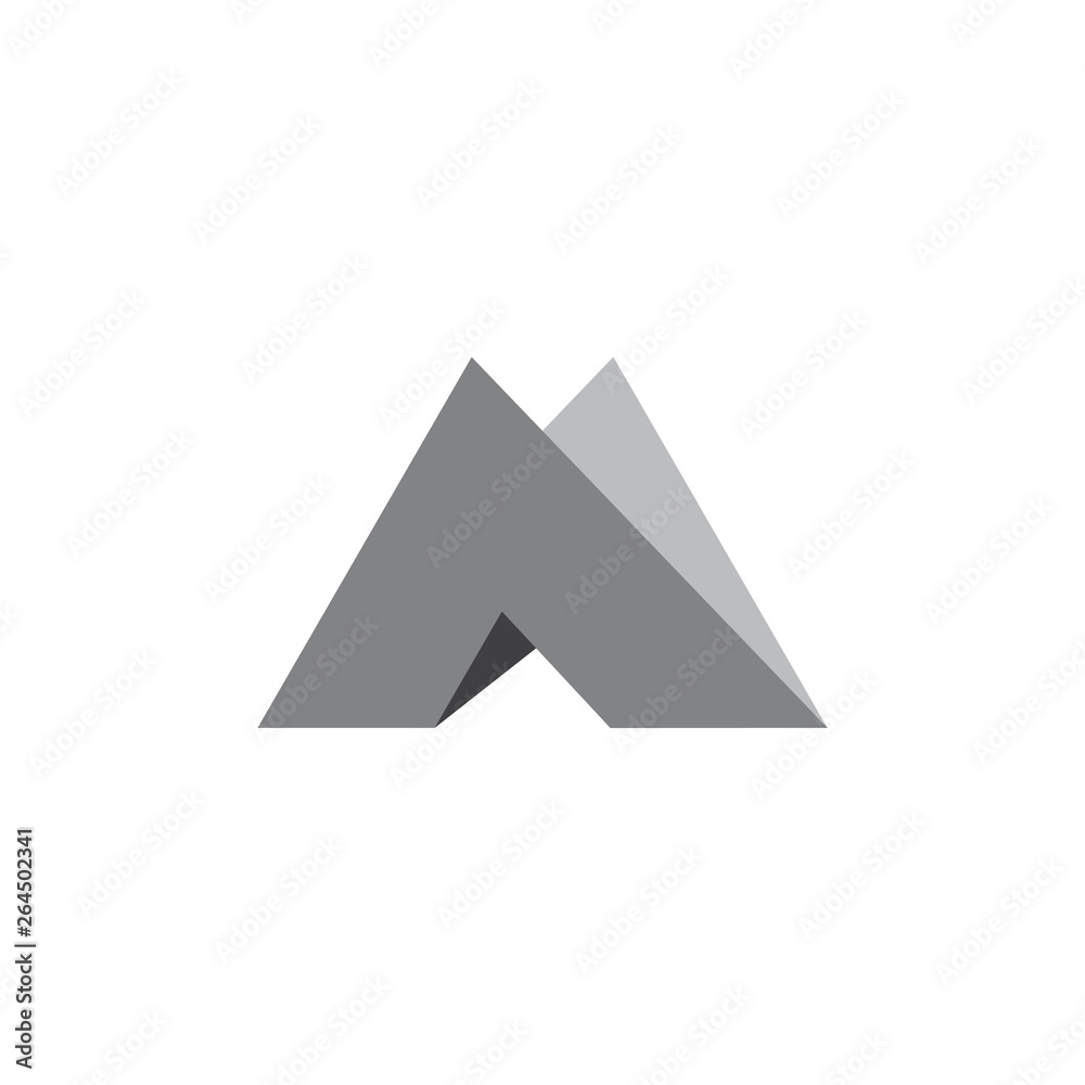 letter m triangle paper 3d logo vector letter m triangle paper 3d logo vector