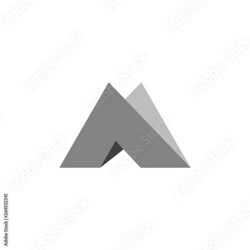 letter m triangle paper 3d logo vector