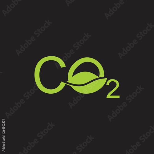 letters co2 leaf shape symbol logo vector