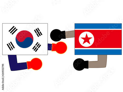 国と国との外交。韓国と北朝鮮の状態を表している。