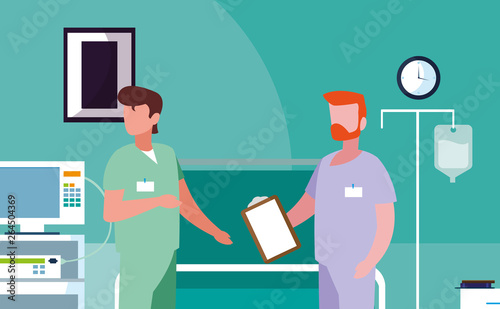 male medicine workers in operating theater