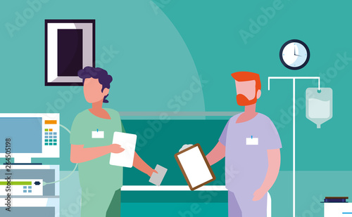 male medicine workers in operating theater