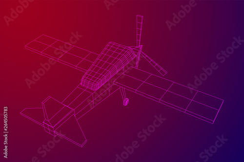 Plane Abstract polygonal wireframe airplane. Travel aircraft, tourism and vacation concept. Wireframe low poly mesh vector illustration