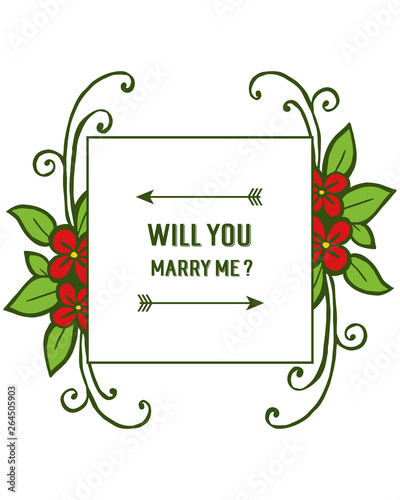 Vector illustration red wreath frame for will you marry me