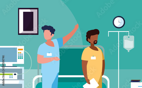 interracial male medicine workers in operating theater