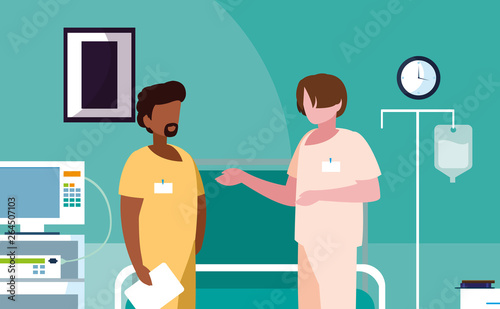interracial male medicine workers in operating theater