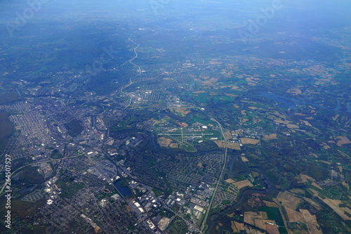 Aerial view of Reading, Pennsylvania and the Reading Regional Airport (RDG)