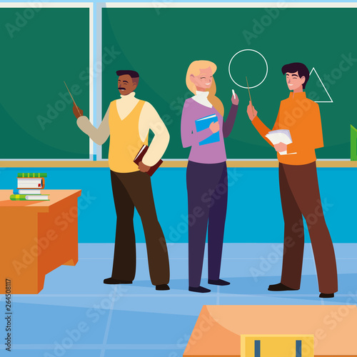 teachers group in the classroom characters