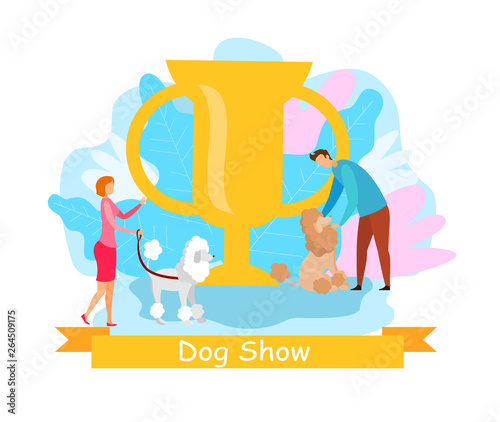 Domestic Animals Show Flat Vector Illustration
