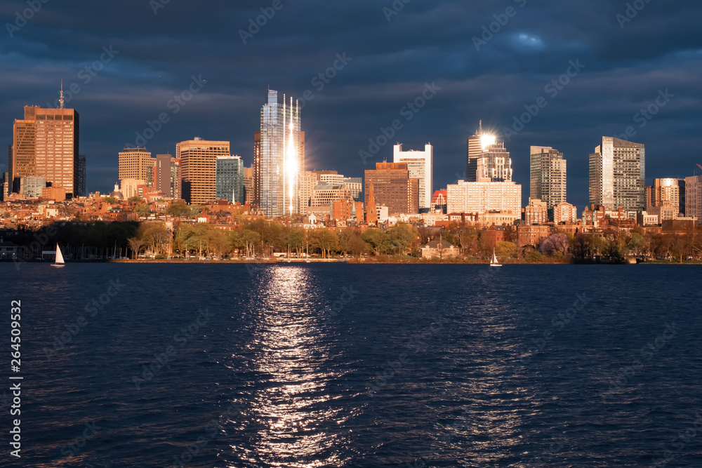 Fototapeta premium Boston with dark clouds