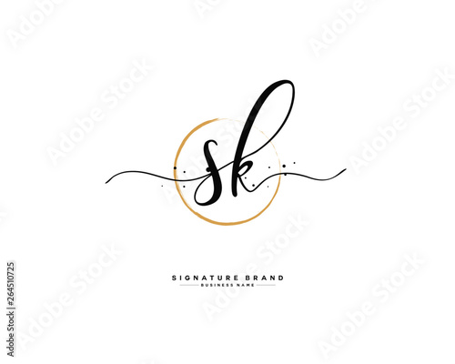 S K SK initial logo handwriting  template vector