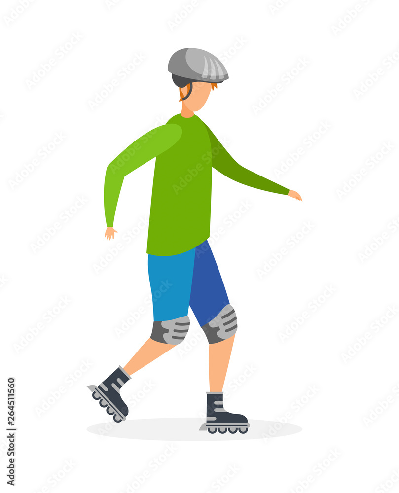 Roller Skating Child Flat Vector Illustration Roller Skating Child Flat Vector Illustration