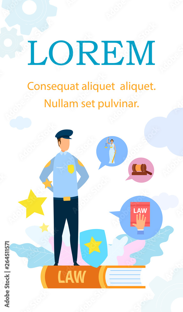 Male Police Officer Flyer Flat Vector Template Male Police Officer Flyer Flat Vector Template